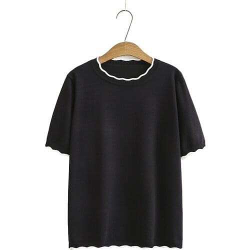 Plus Size XL-4XL Womens White Black Summer Tshirts Oversized Short Sleeve Slim Tops