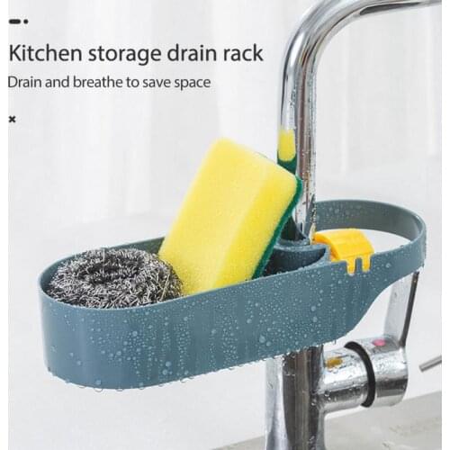 Adjustable Reused Snap Sink Soap Sponge Holder Towel Rack bathroom Kitchen Storage Drain Rack Shelf Durable Safety PP Material