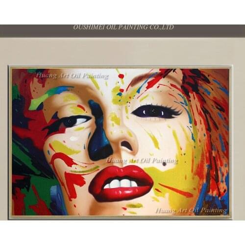 Hand Painted Modern Marilyn Monroe Oil Painting Colorful Portrait Famous Characters Painting On Canvas For Room Wall Decor Art
