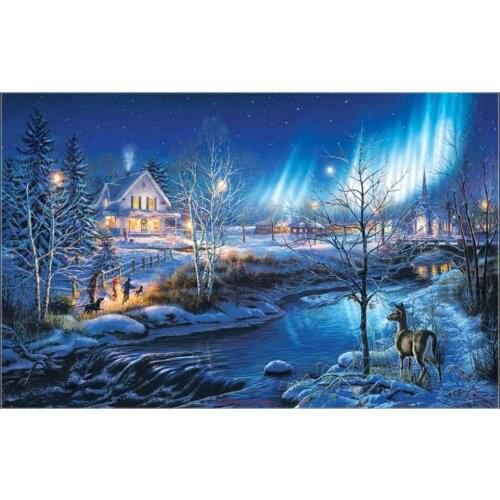 Counted Cross Stitch Kits Needlework Embroidery - Crafts 14 ct Aida DMC Color DIY Arts Handmade Home Decor - All is Bright