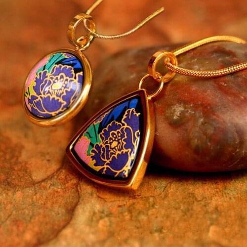 2020 new Peony Series Enamel Earrings Fashion Cloisonne Jewelry Fishhook pendant for Woman Pendant