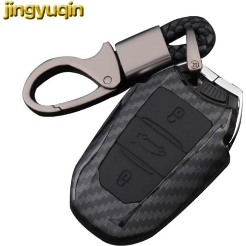 Jingyuqin Remote Car Key Carbon Fiber Silicone Case For Citroen C2 CACTUS C3 C4L C5 For Peugeot 308 408 508 2008 3008 3 Button