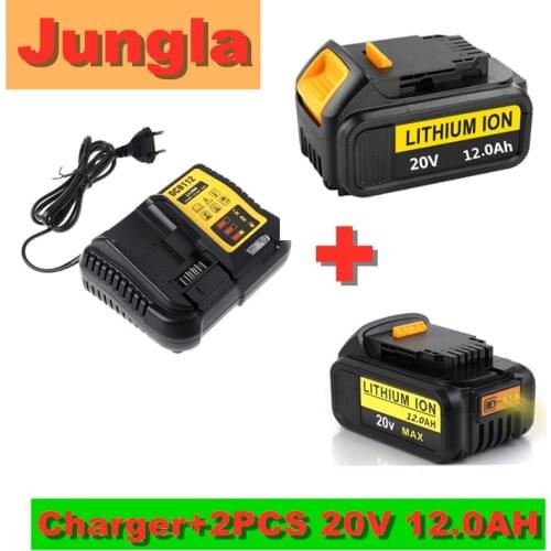 2PCS 20V 12.0Ah MAX Battery power tool Replacement for DeWalt DCB184 DCB181 DCB182 DCB200 20V 5A 20Volt 20V Battery+ 3A Charger