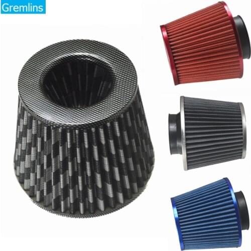 Air Filters Car/Truck/SUV Universal 3 inch/75mm High Flow Air Intake Cone Filter Air Intake Filter Carbon Blue Red Gray