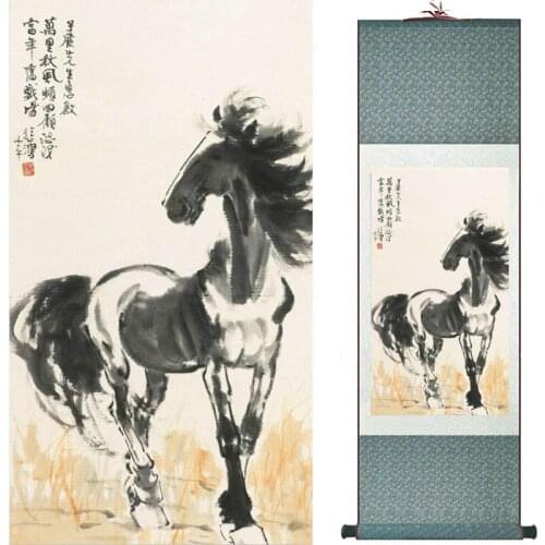 Top quality Chinese Horse silk painting Horse art painting Silk scroll art painting eight horse painting20190905060