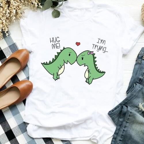 Women Lady 90s Dinosaur Love Cartoon Summer Fall Animal Print Tshirt Female T Tee Womens Shirt Clothes Top Graphic T-shirt