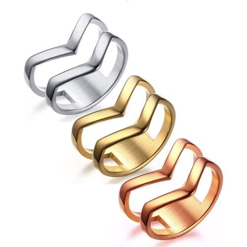 Women Simple Geometric Rings for Party Club Jewelry Gold Rose Gold Silver Color Tone Stainless Steel Birthday Gifts for Her