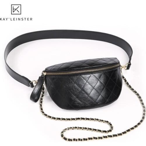 WomenS Bags 2021 Genuine Leather New Diamond Chain Female Chest Bag Leather Ins Tide Messenger Bag Fashion Waist Dumplings Bag