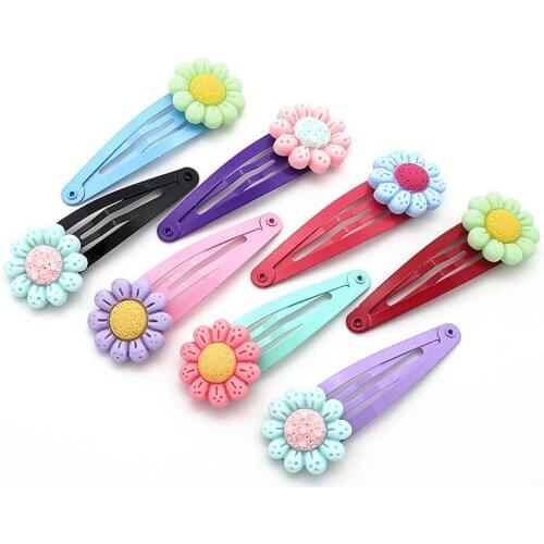 Random Mixed 10pcs/set colors Girls Colorful Flowers Bobby Pins Hairpin Headwear Barrettes Children jewelry BB Clips Gift