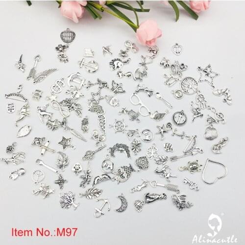 Charms Pendant 100pc/ lot Mixed Ventage Metal Zinc Alloy Charms for Diy Jewelry Necklace Bracelet Making Handmade Craft