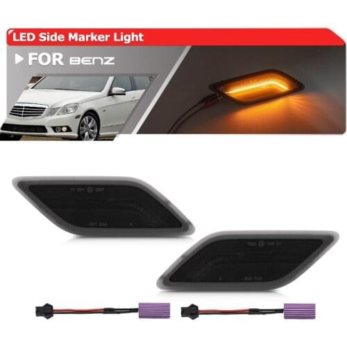 2x Smoked Front Amber Led Fender Side Marker Lights For Benz W212 Pre-LCI E-Class E300 E350 E550 E63 AMG Sedan/Wagon 2010-2013