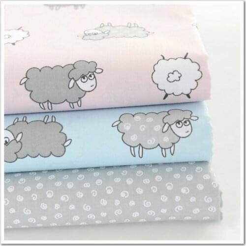 100*160cm 3 Colors Printed Sheep 100% Cotton Twill Baby Bedding Quilting Fabric by meter DIY handmade craft sewing fabric