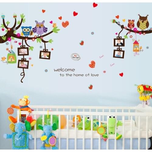 3d DIY Owls Tree Photo frame Wall Sticker For Kids Room Wallpaper Sticker Art Decor Mural Kids Child Room Decal Home decoration