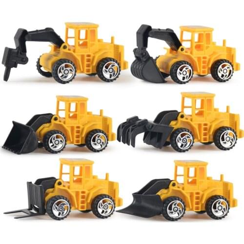 6pcs Children Mini Alloy Engineering Excavator Inertia Sliding Car Set Toys Vehicle Model Educational Excavator Forklift Toy