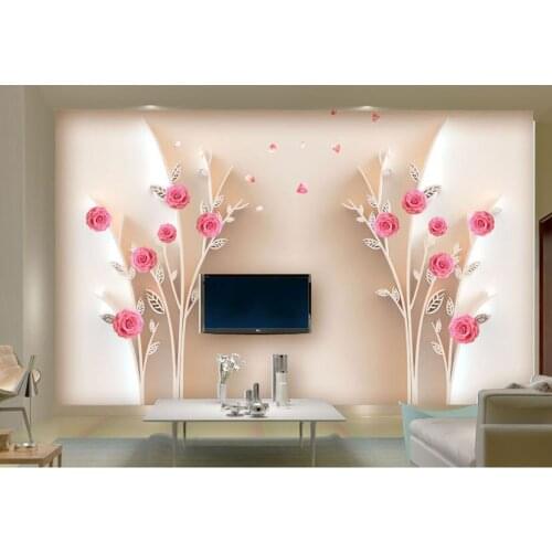 Large Relief Rose Petal 3d Flower Wallpaper Murals for Living Room TV Background 3d Wall Mural 3d Rose Wall paper