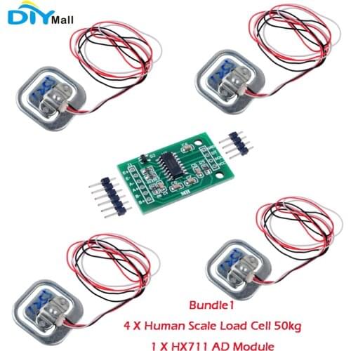 RCmall Human Scale Load Cell Weight Weighing Sensor 50KG Half-bridge/Amplifier HX711 AD Module Strain Gauge Bathroom Scale
