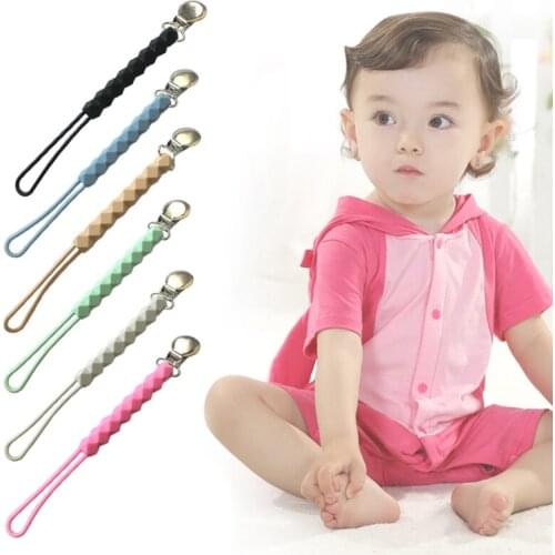 Baby Teether Soother Metal Clip Silicone Beads Pacifier Chain DIY Dummy Nipple Holder Leash Strap Shower Gifts