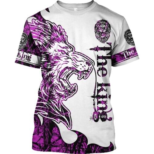 Men Casual 3D Print T-Shirts King Lion SeriesTattoo Hip-Hop Tshirts Summer Tees Harajuku Punk Wome Unisex Short Sleeve Tops 03
