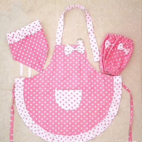 3Pcs Set Kids Cotton Bib Apron Cuffs Child Cooking Baby Apron Junior Chef Cook Apron Painting Apron Family Outings Supplies