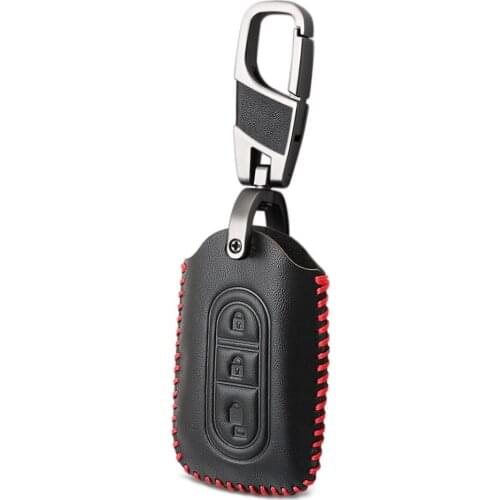 3 Buttons Car Key Leather Bag Case Cover for Nissan Tiida Note Navara Qashqai Micra Juke X-Trail Pathfinder Keychain