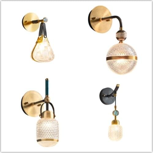 Creative Copper Light Luxury Bag Lamp Corridor Aisle Lamp Living Room TV Wall Bedroom Bedside Wall Lamps
