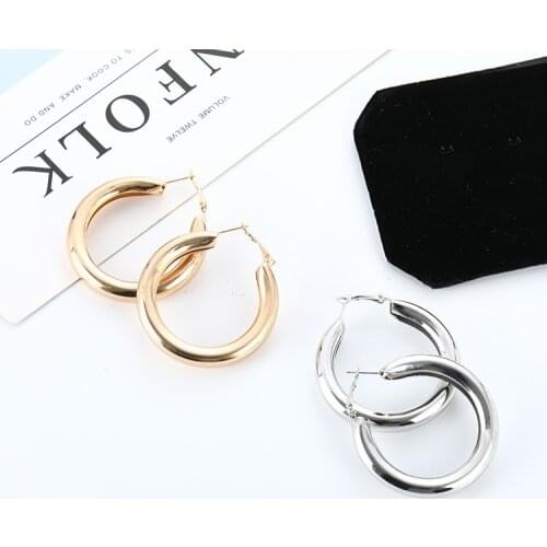 Exaggerated Fashionable Round Big Alloy Hoop Earrings For Women Bohemian Geometry Metal Stud Vintage Jewelry Wholesale