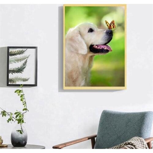Hot New Diamond Painting Dog Rhinestone Picture 5D DIY Diamond Embroidered Animal Diamond Mosaic Spring Home Decoration Gift