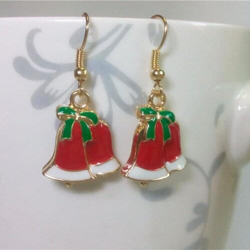 Hot Sale Christmas Small Bell Drop Earrings Shinning Rhinestone Dangle Earrings Wholesale Jewelry Accessories for Women Gift