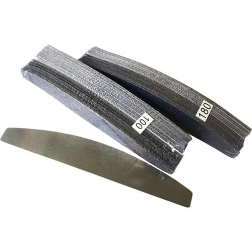 1 pcs metal nail file with 2sets(100 pcs) removalble pads durable nail file replacement sandpaper pads halfmoon shape nail file