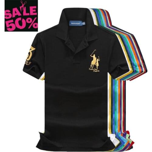 On sale original mesh cotton Big horse men short sleeve polos shirts mens shirts tops 3 embroidery logo polos shirt