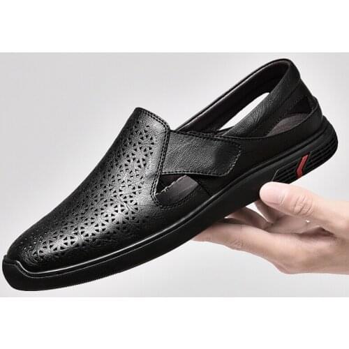 Men Sandals Summer Leisure Beach Holiday Sandals Men Shoes Genuine Leather Outdoor Male Comfortable Casual Sandals Men Sneakers