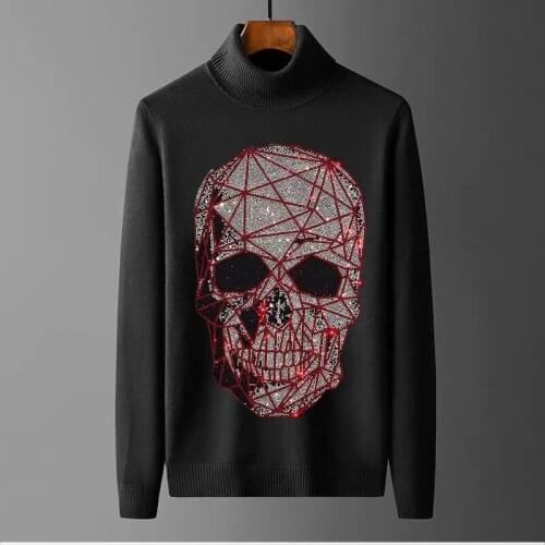 2021 Korean Top Turtleneck Mens Sweater Brand Cashmere Popular Heavy Craftsmanship Diamond Pullover Winter