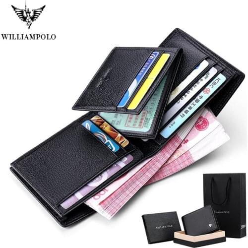 Wallet Men Genuine Leather Short Wallet Vintage Cow Leather Casual Male Wallet Purse Standard Holders Wallets