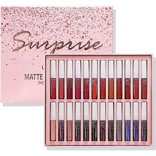 24/10/7Pcs Matte Lip Gloss Kit Long Lasting Moisturizing Makeup Lip Glaze Lip Tint Liquid Lipsticks Girls Gift Cosmetics TSLM1