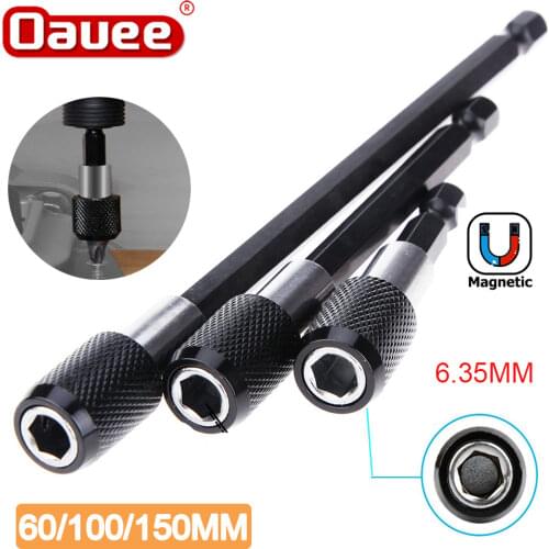 Oauee 1/4 Inch Hex Shank Quick Release Screwdriver Magnetic Bit Holder with Adjustable Collar Extension Bar 60mm 100mm 150mm