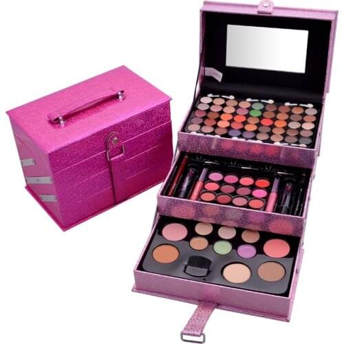 Professional Makeup Set 3 Lyers Suitcase Makeup Kit Eye Glitter Lipstick Brushes Eyeliner Cosmetic for Makeup Eyeshadow Palette