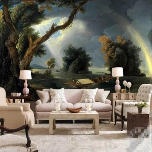 Rainbow under the storm classical background wall large high-grade wall cloth manufacturers wholesale wallpaper mural photo wall