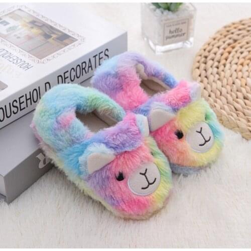 Kids Slippers Toddler Girl Flip Flop Fashion Unicorn Baby Boys Fur Slides Cotton Indoor Shoes Warm Fluffy House Children Slipper