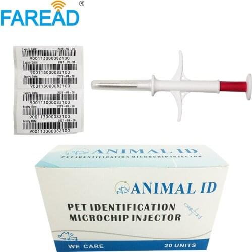 Free shipping x60pcs RFID animal pet ID injector ISO11784 2.12x12mm FDX-B RFID glass tag implanter for dog cat identification