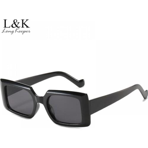 LongKeeper Rectangle Sunglasses Women Brand Designer Fashion Black Sun Glasses Men Vintage Retro Glasses Shades for Ladies UV400