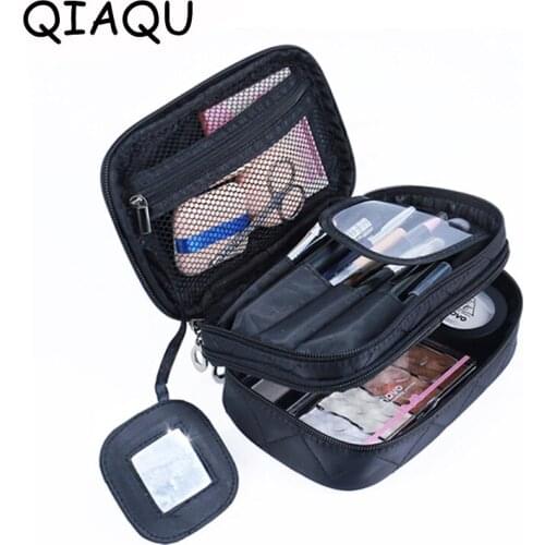 QIAQU High Capacity Cosmetic Bag Makeup Bag Women Travel Organizer Professional Storage Brush Necessaries Make Up Case Beauty