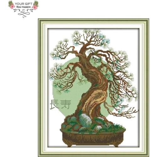 Your Gift F506 Free Shipping Counted and Stamped Home Decor Pine Stand for Longevity Embroidery China Cross Stitch Kits