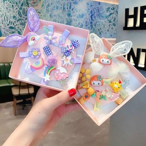 10/11 Pcs/Box Girls Cute Sweet Cartoon Flower Barrettes Hairpins Baby Girls Lovely Gift Ornament Hair Clips Kid Hair Accessories