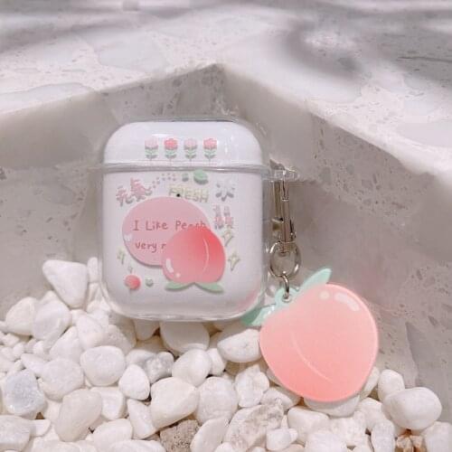 Cute Fruit Peach Earphone Headset Accessorie Soft TPU Case For Airpods 1 2 Pro Protective Wireless Bluetooth Headset Cover