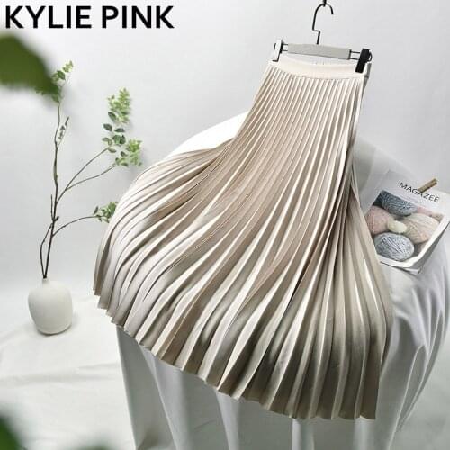 Spring 2020 Women Maxi Pleated Skirt A Line Long Skirt Chiffon Liner Zipper & Elastic Waist Casual Party Vintage Midi Skirts