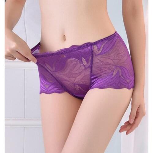 Plus Size Women Panties Seamless Underwear Breathable Mid-Rise Ladies Thin Ice silk Lace Underpanties