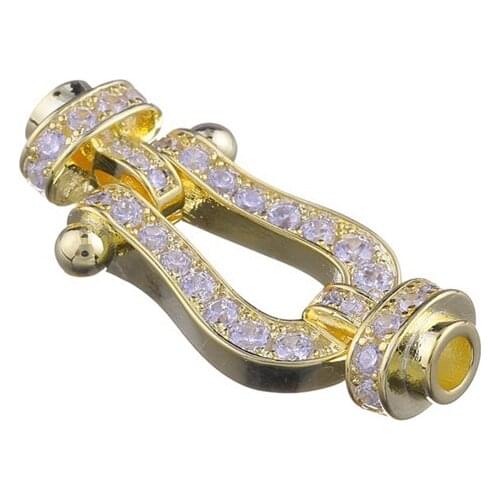 Gold Silver Rose Gold High Quality Copper Inlaid AAA Zircon Rhinestone End Cap Clasps For Leather Bracelet Fastening Accessories