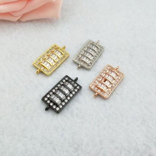 10Pieces CZ zircon Micro Pave rectangle shape Connector Double Bails Beads Charm,for DIY Bracelet necklace Jewelry Finding CT410