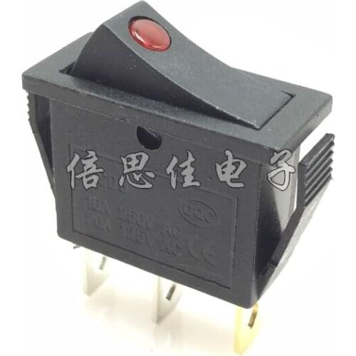 10pcs/Rocker switch KCD3-101N Black 3 Pin 2 files 16A/250V Ship type switch