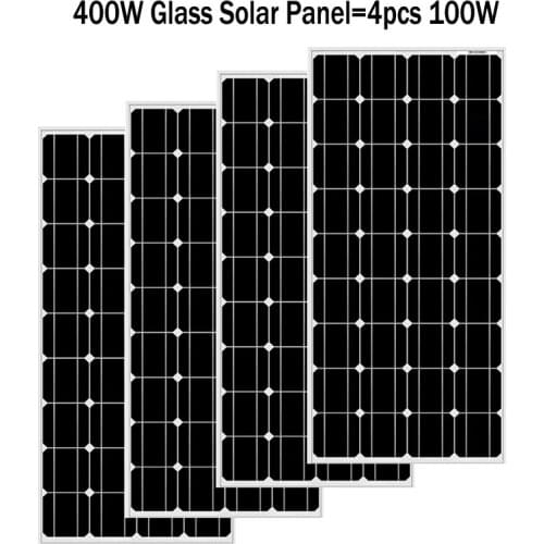 100w 18V Glass Rigid Solar Panel Monocrystalline Cell for 12/24 Volt Battery Charger Panneau Solaire RV Home Boat 200w 300w 400w